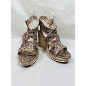 Seven Dials Somerset Size 8.5 Snakeskin Print Wedges Platforms Espadrille Raffia